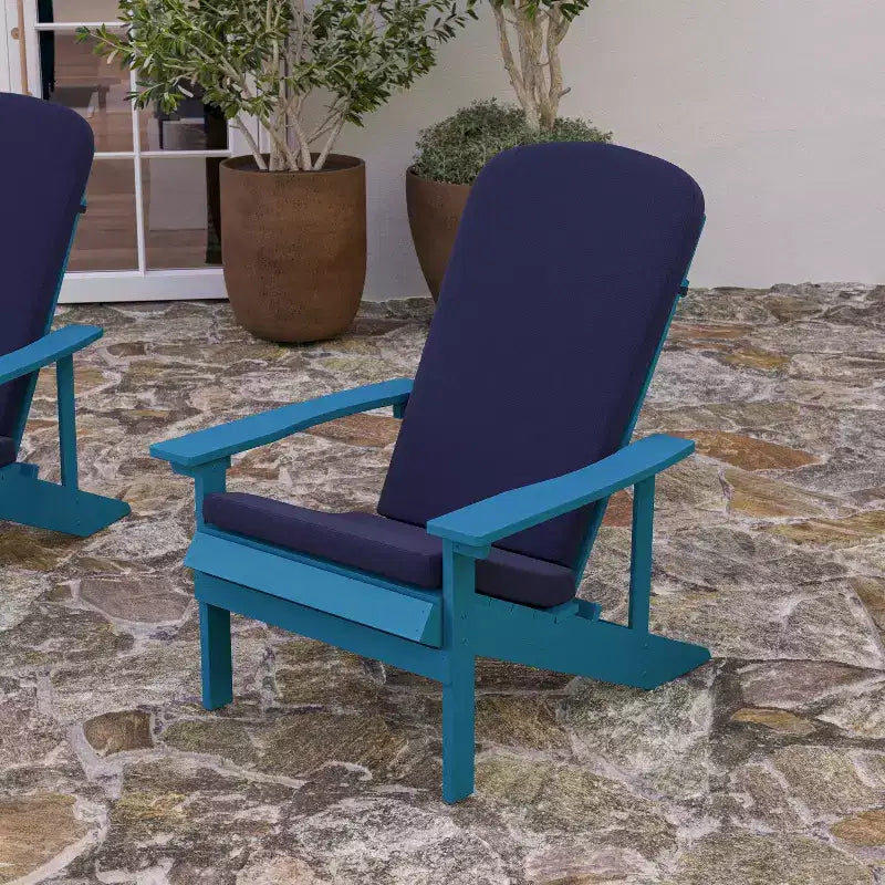 Merrick Lane, set di 2 sedie da patio Adirondack resistenti alle intemperie con schienale a traliccio verticale e cuscini in schiuma comfort