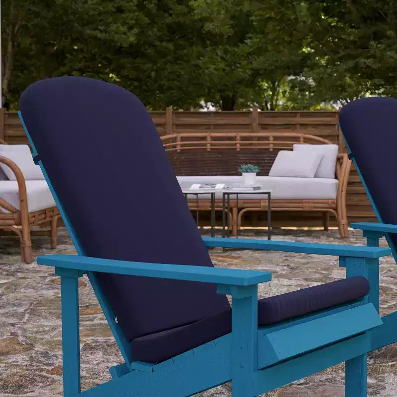 Merrick Lane, set di 2 sedie da patio Adirondack resistenti alle intemperie con schienale a traliccio verticale e cuscini in schiuma comfort
