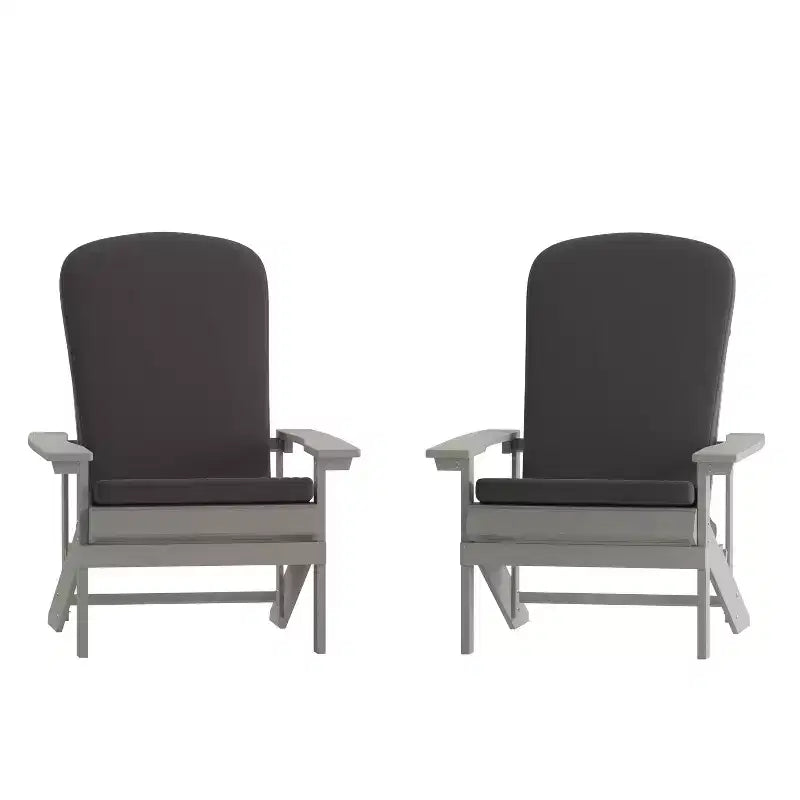 Merrick Lane, set di 2 sedie da patio Adirondack resistenti alle intemperie con schienale a traliccio verticale e cuscini in schiuma comfort