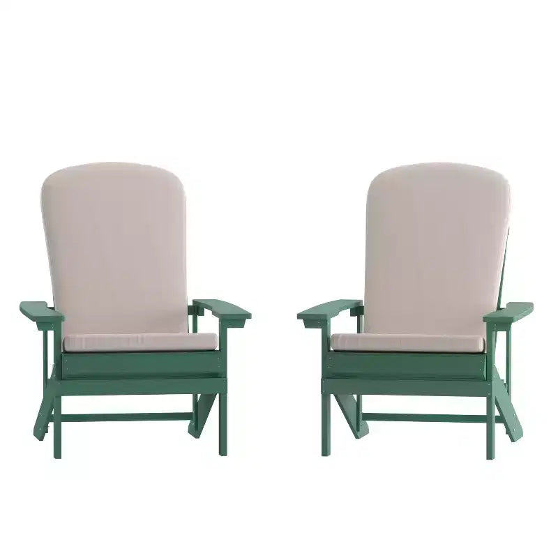 Merrick Lane, set di 2 sedie da patio Adirondack resistenti alle intemperie con schienale a traliccio verticale e cuscini in schiuma comfort