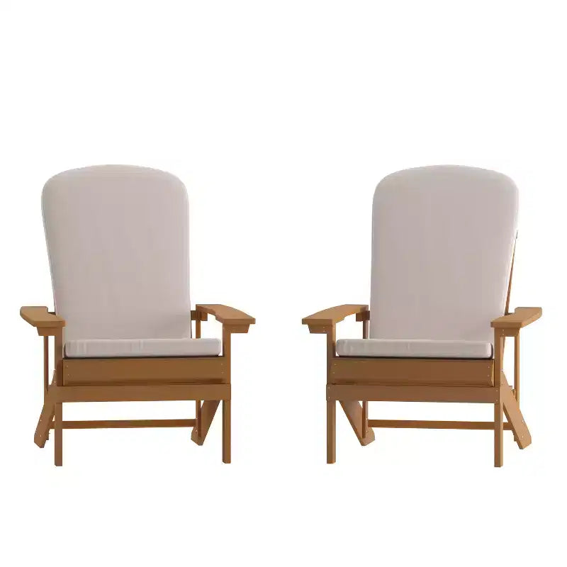 Merrick Lane, set di 2 sedie da patio Adirondack resistenti alle intemperie con schienale a traliccio verticale e cuscini in schiuma comfort
