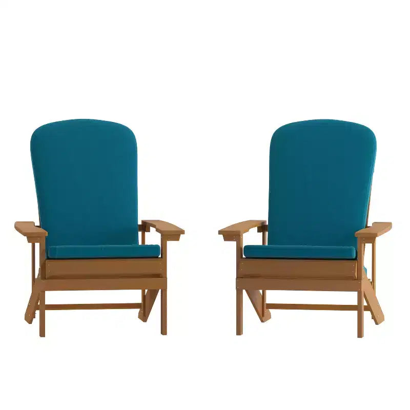 Merrick Lane, set di 2 sedie da patio Adirondack resistenti alle intemperie con schienale a traliccio verticale e cuscini in schiuma comfort