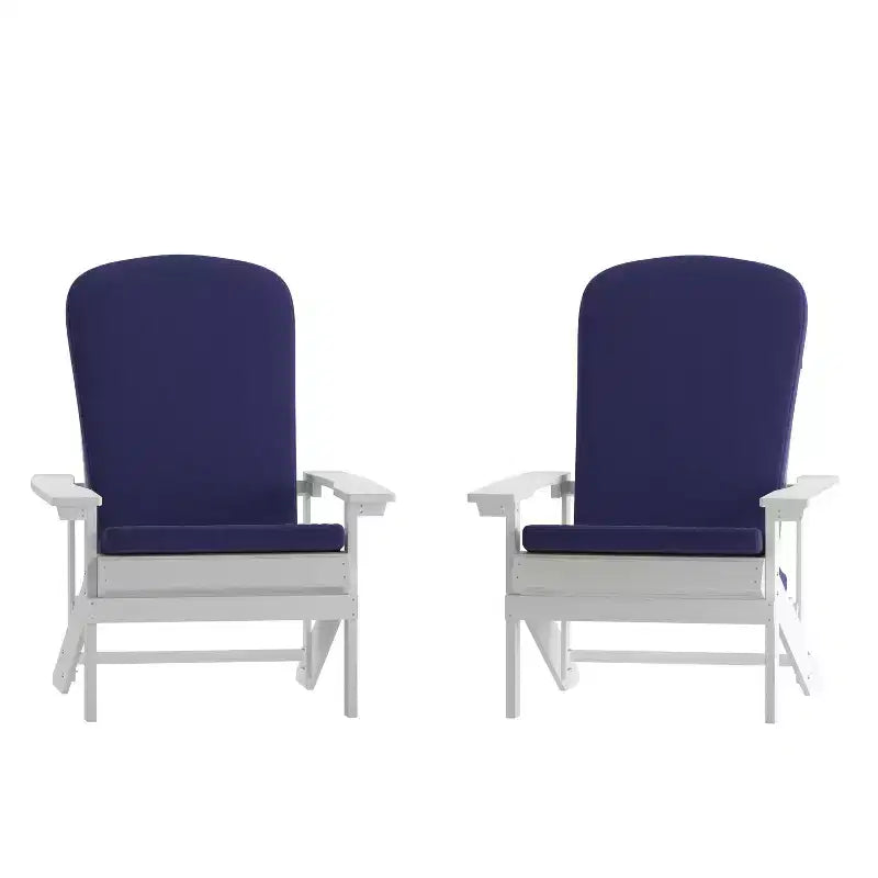 Merrick Lane, set di 2 sedie da patio Adirondack resistenti alle intemperie con schienale a traliccio verticale e cuscini in schiuma comfort
