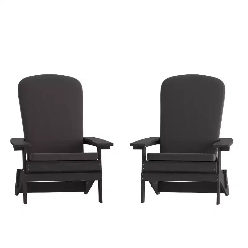 Emma et Oliver Lot de deux chaises Adirondack pliantes en résine polymère tout temps pour l'intérieur et l'extérieur