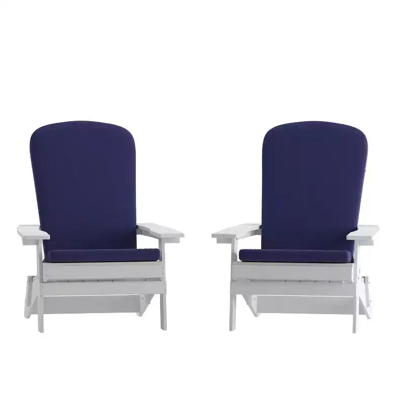 Emma et Oliver Lot de deux chaises Adirondack pliantes en résine polymère tout temps pour l'intérieur et l'extérieur