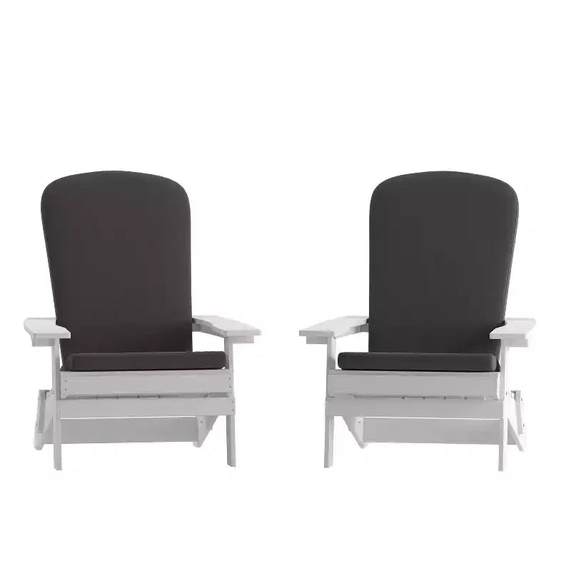 Emma et Oliver Lot de deux chaises Adirondack pliantes en résine polymère tout temps pour l'intérieur et l'extérieur