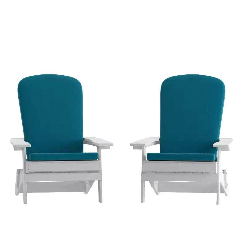 Emma et Oliver Lot de deux chaises Adirondack pliantes en résine polymère tout temps pour l'intérieur et l'extérieur