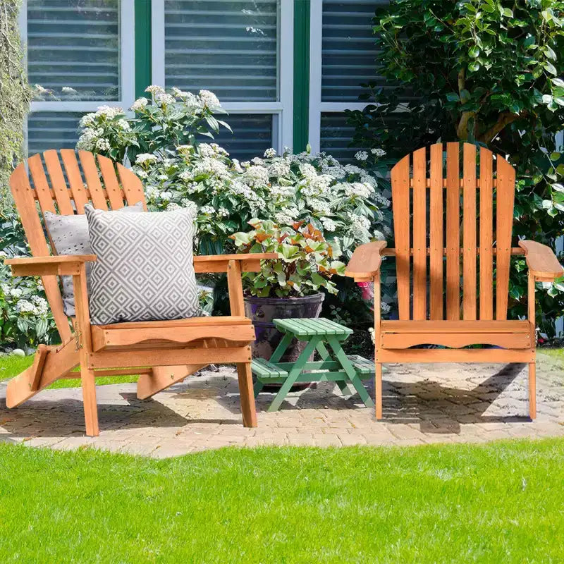 Costway Set da 4 Sedie Adirondack in Eucalipto Pieghevoli per Esterni in Legno Naturale