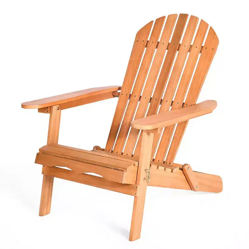 Costway Set da 4 Sedie Adirondack in Eucalipto Pieghevoli per Esterni in Legno Naturale