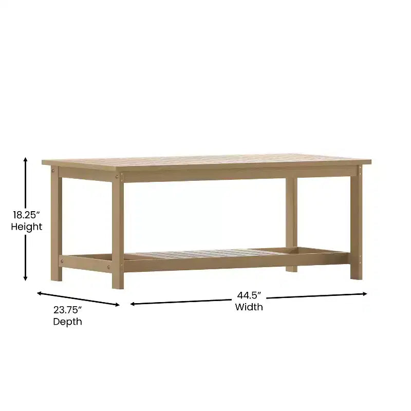 Tavolino da salotto Adirondack a due livelli in legno e resina sintetica Merrick Lane resistente a tutte le stagioni
