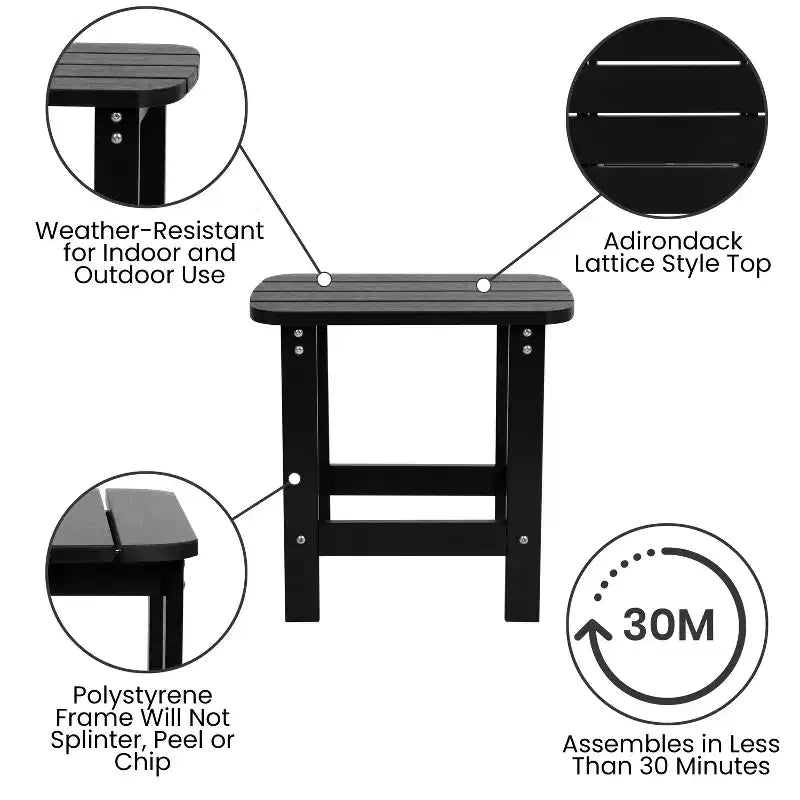 Set di mobili da giardino da 3 pezzi Merrick Lane Wellington Include sedie a dondolo Adirondack trattate UV resistenti alle intemperie e tavolino laterale