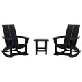 Merrick Lane Wellington 3 Piece Patio Furniture Set Includes All-Weather UV Treated Adirondack Rocking Chairs and Side Table