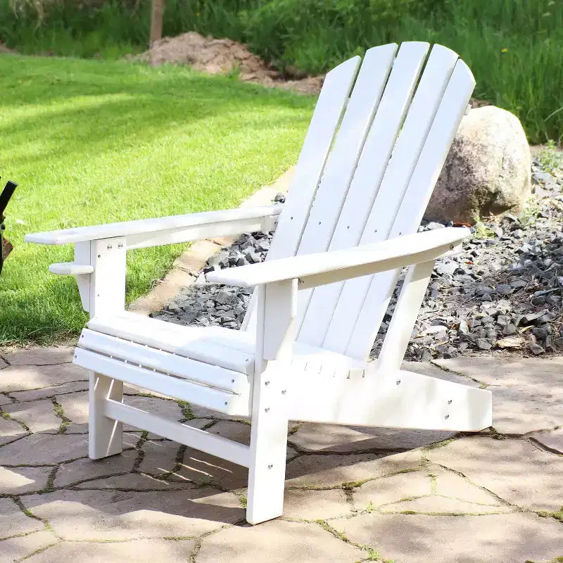 Sedia Adirondack da Esterno Stile Lago Sunnydaze con Portabicchieri