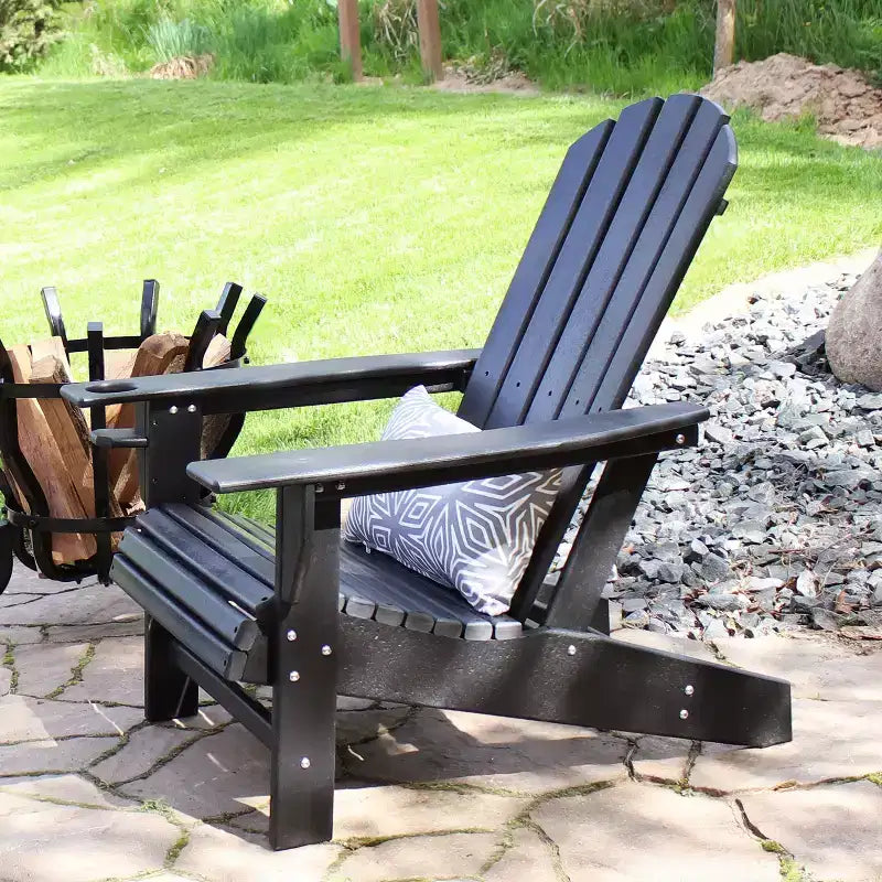 Sedia Adirondack da Esterno Stile Lago Sunnydaze con Portabicchieri