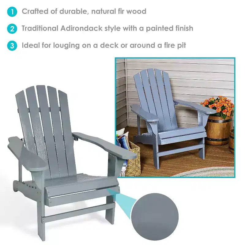 Sedia Adirondack da Esterni Sunnydaze Coastal Bliss in Legno di Abete con Finitura Verniciata