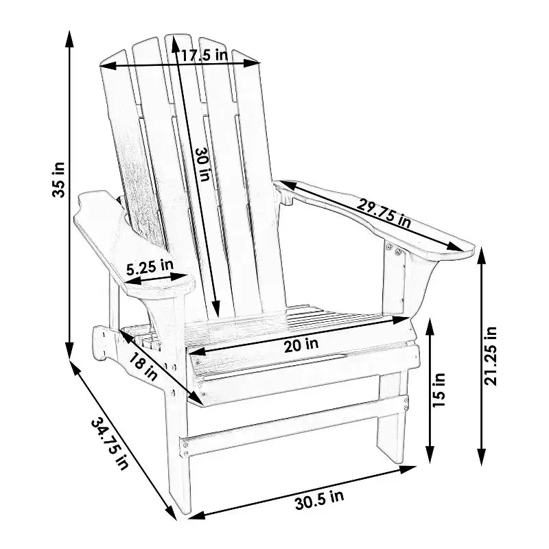 Sedia Adirondack da Esterni Sunnydaze Coastal Bliss in Legno di Abete con Finitura Verniciata