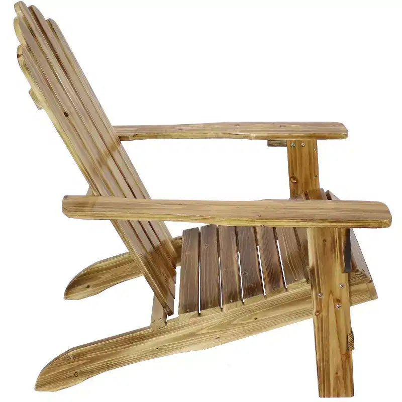 Sunnydaze Sedia da esterno Adirondack rustica in legno di abete naturale per patio e giardino - Finitura bruciata chiara