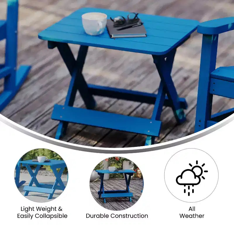 Merrick Lane – Table d'appoint pliante d'extérieur, table d'appoint Adirondack portable tous temps en PEHD