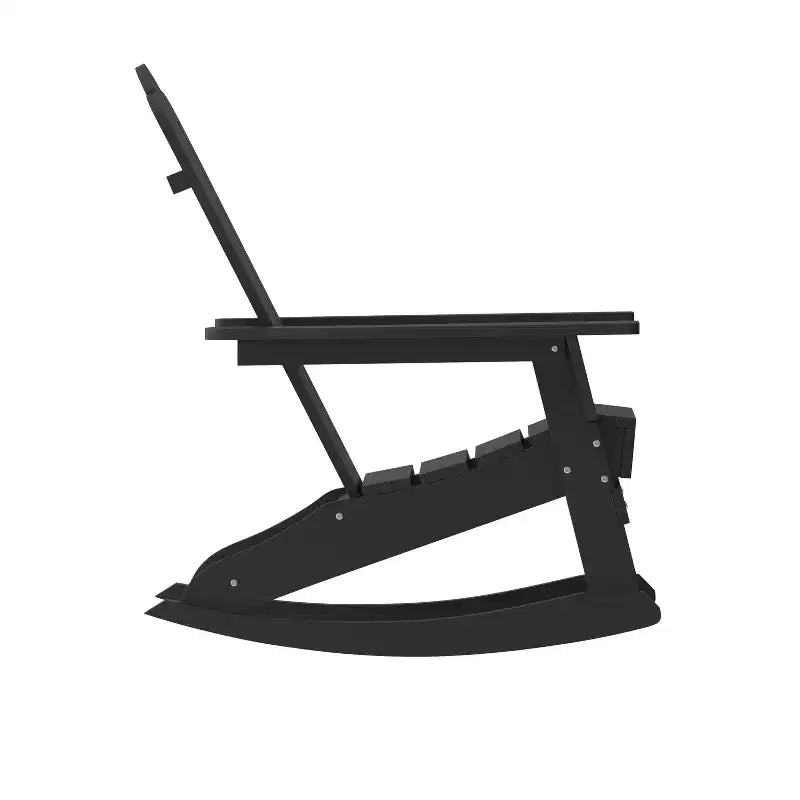 Sedia Adirondack in HDPE Merrick Lane con portabicchieri e pouf estraibile, sedia per interni/esterni in HDPE per tutte le stagioni