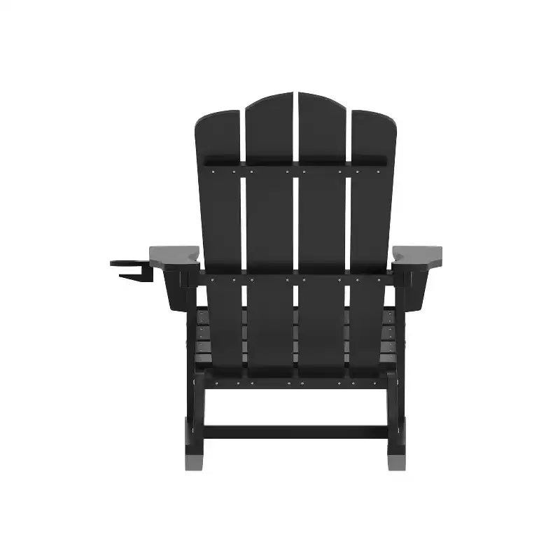 Sedia Adirondack in HDPE Merrick Lane con portabicchieri e pouf estraibile, sedia per interni/esterni in HDPE per tutte le stagioni