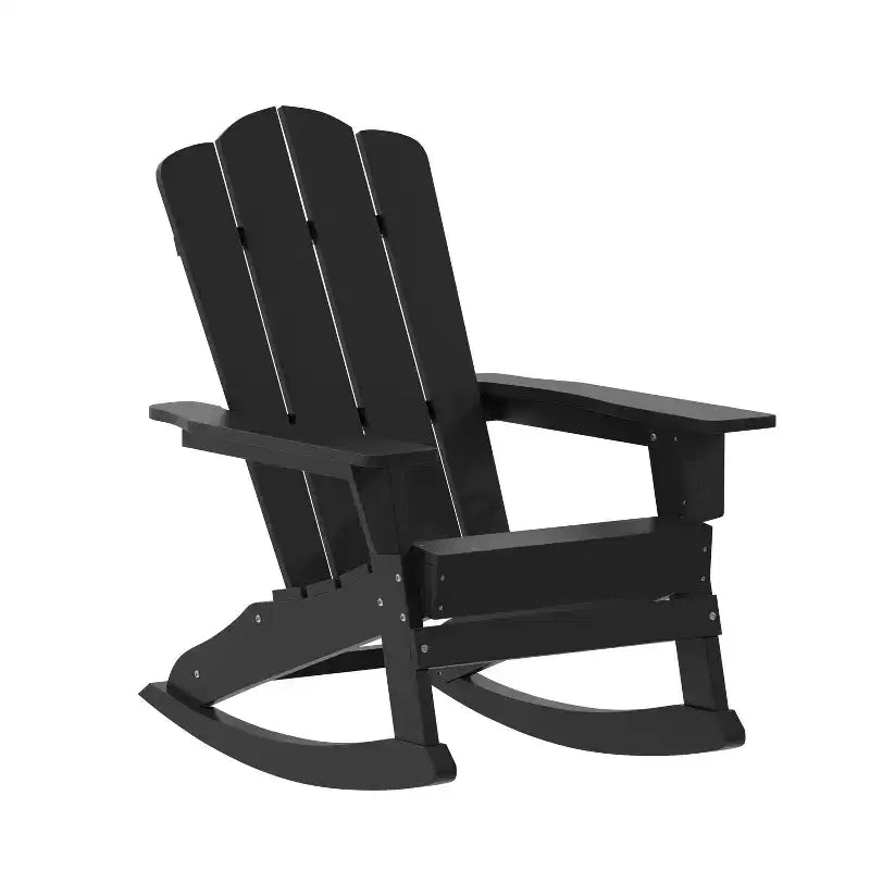 Sedia Adirondack in HDPE Merrick Lane con portabicchieri e pouf estraibile, sedia per interni/esterni in HDPE per tutte le stagioni