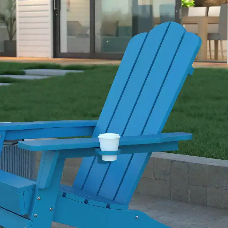 Emma e Oliver Set di 2 sedie a dondolo Adirondack con portabicchieri, sedie a dondolo Adirondack in HDPE resistenti alle intemperie