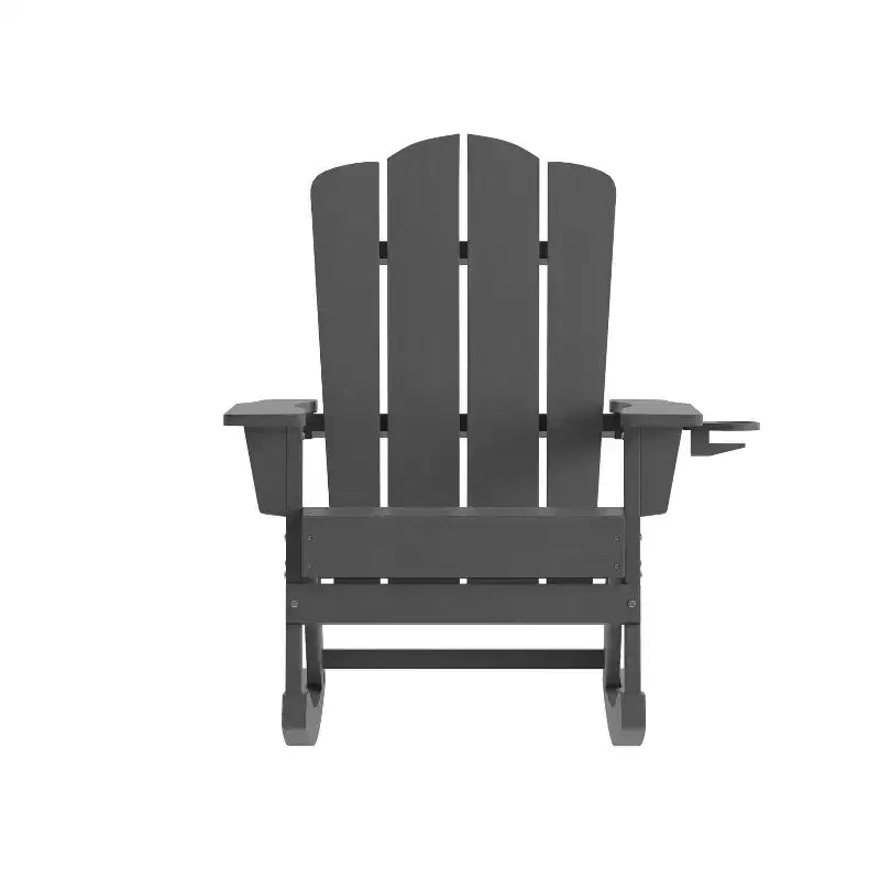 Emma e Oliver Set di 2 sedie a dondolo Adirondack con portabicchieri, sedie a dondolo Adirondack in HDPE resistenti alle intemperie