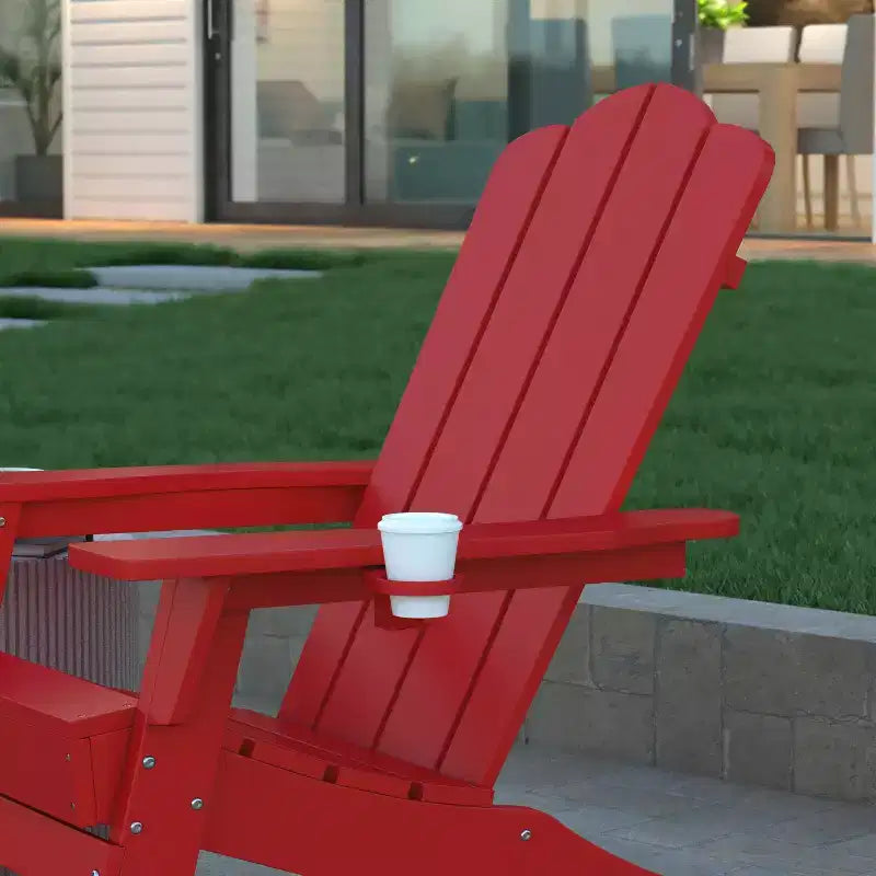 Emma e Oliver Set di 2 sedie a dondolo Adirondack con portabicchieri, sedie a dondolo Adirondack in HDPE resistenti alle intemperie
