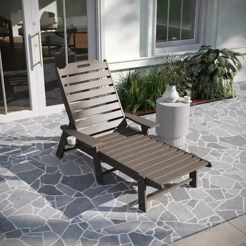 Merrick Lane Gaylord Set di 2 Lettini Adirondack Regolabili con Portabicchieri - Sedie a Sdraio in HDPE per Interni/Esterni per Tutte le Condizioni Atmosferiche