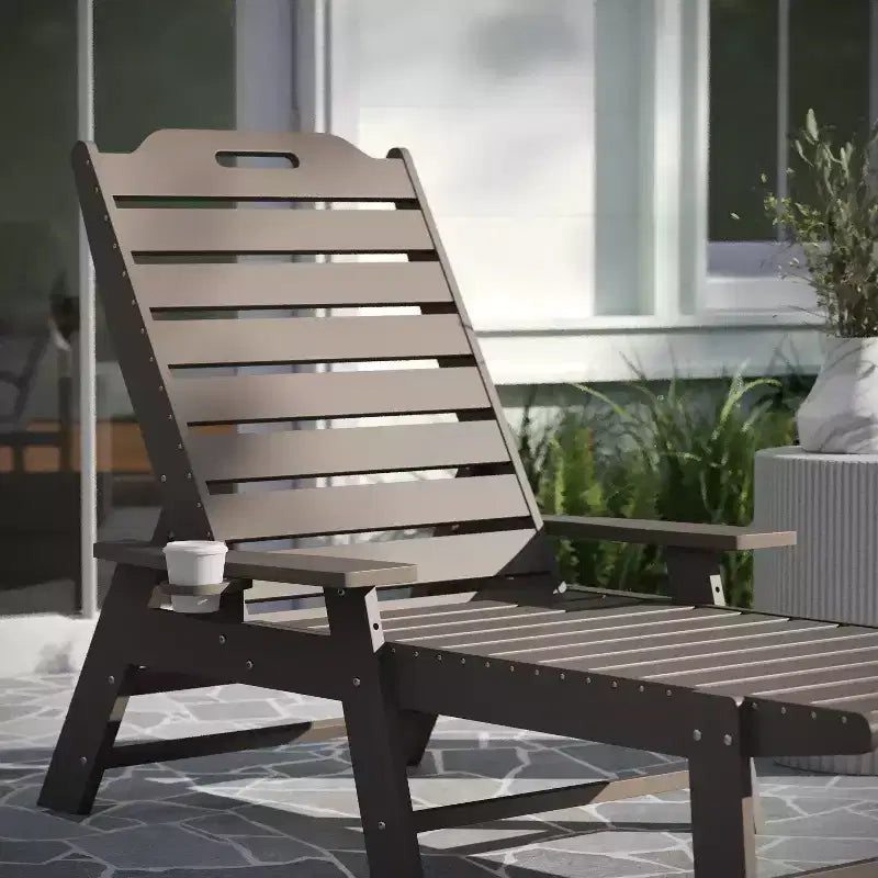 Merrick Lane Gaylord Set di 2 Lettini Adirondack Regolabili con Portabicchieri - Sedie a Sdraio in HDPE per Interni/Esterni per Tutte le Condizioni Atmosferiche
