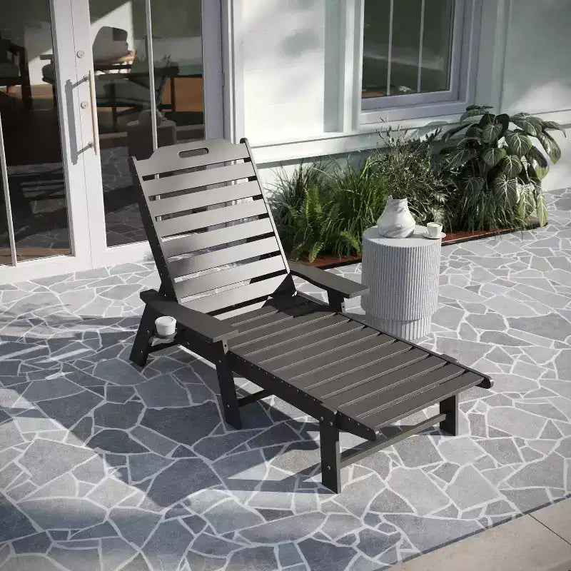 Merrick Lane Gaylord Set di 2 Lettini Adirondack Regolabili con Portabicchieri - Sedie a Sdraio in HDPE per Interni/Esterni per Tutte le Condizioni Atmosferiche