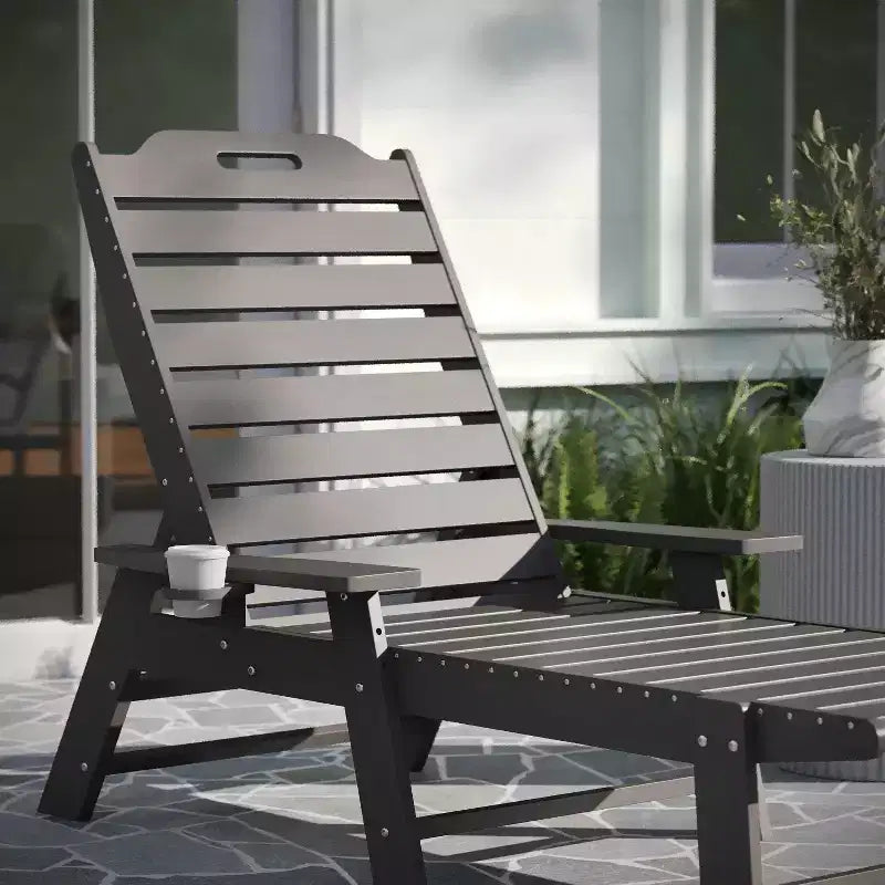 Merrick Lane Gaylord Set di 2 Lettini Adirondack Regolabili con Portabicchieri - Sedie a Sdraio in HDPE per Interni/Esterni per Tutte le Condizioni Atmosferiche