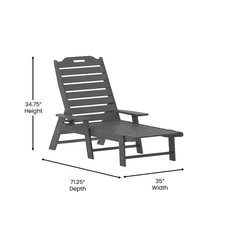 Merrick Lane Gaylord Set di 2 Lettini Adirondack Regolabili con Portabicchieri - Sedie a Sdraio in HDPE per Interni/Esterni per Tutte le Condizioni Atmosferiche