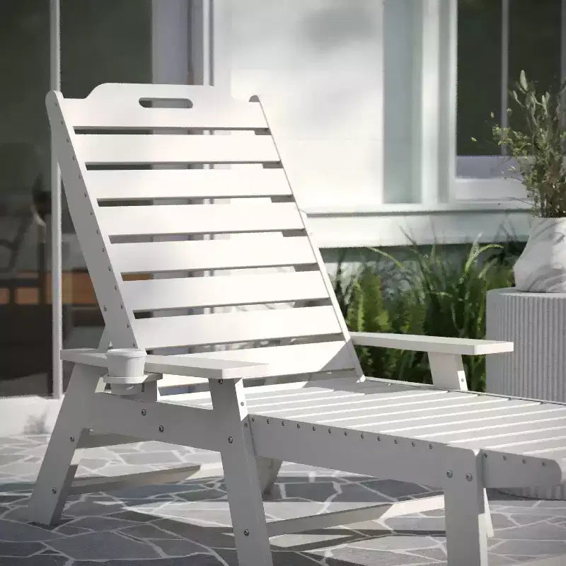 Merrick Lane Gaylord Set di 2 Lettini Adirondack Regolabili con Portabicchieri - Sedie a Sdraio in HDPE per Interni/Esterni per Tutte le Condizioni Atmosferiche