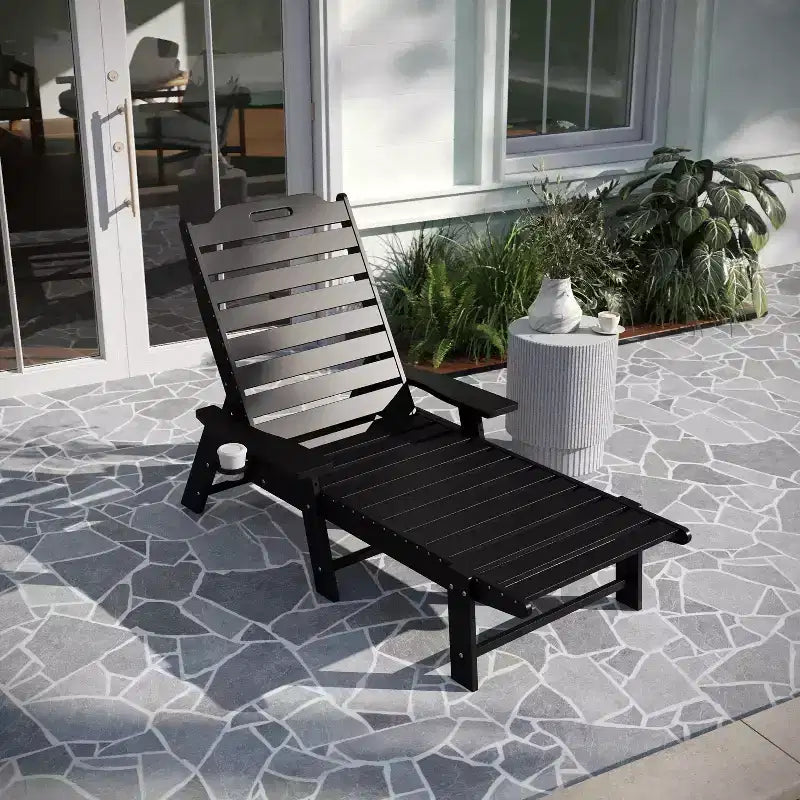 Merrick Lane Gaylord Set di 2 Lettini Adirondack Regolabili con Portabicchieri - Sedie a Sdraio in HDPE per Interni/Esterni per Tutte le Condizioni Atmosferiche