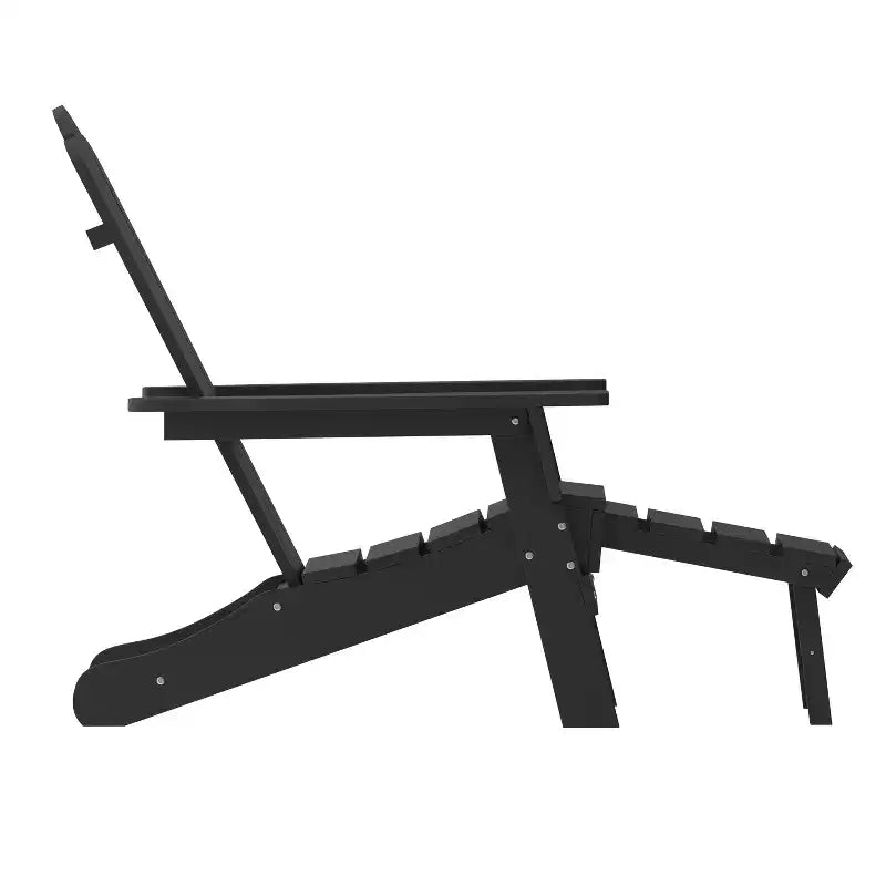 Poltrona Adirondack Merrick Lane in HDPE con portabicchieri e poggiapiedi estraibile, poltrona lounge per interni/esterni in HDPE per tutte le stagioni