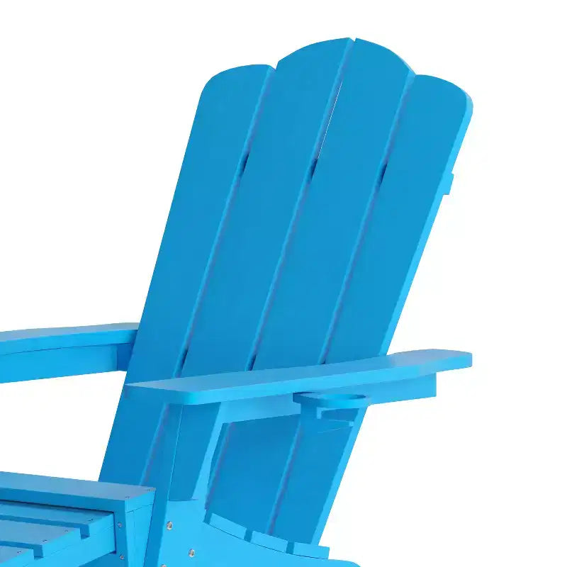 Poltrona Adirondack Merrick Lane in HDPE con portabicchieri e poggiapiedi estraibile, poltrona lounge per interni/esterni in HDPE per tutte le stagioni