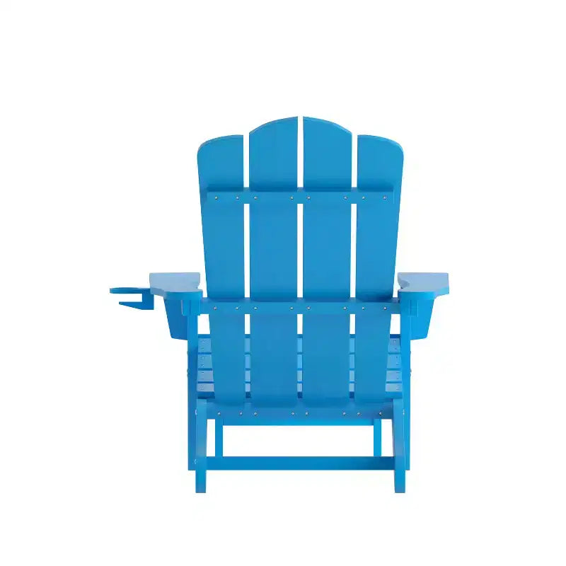 Poltrona Adirondack Merrick Lane in HDPE con portabicchieri e poggiapiedi estraibile, poltrona lounge per interni/esterni in HDPE per tutte le stagioni