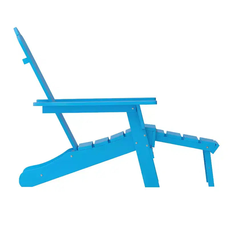 Poltrona Adirondack Merrick Lane in HDPE con portabicchieri e poggiapiedi estraibile, poltrona lounge per interni/esterni in HDPE per tutte le stagioni