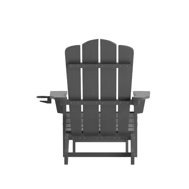 Poltrona Adirondack Merrick Lane in HDPE con portabicchieri e poggiapiedi estraibile, poltrona lounge per interni/esterni in HDPE per tutte le stagioni
