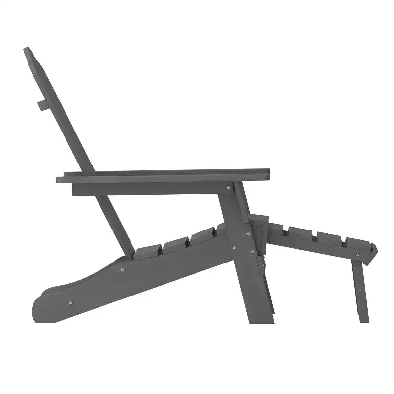 Poltrona Adirondack Merrick Lane in HDPE con portabicchieri e poggiapiedi estraibile, poltrona lounge per interni/esterni in HDPE per tutte le stagioni
