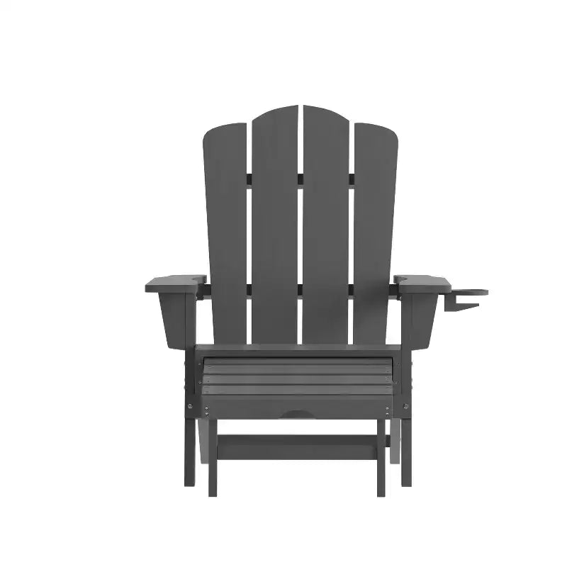 Poltrona Adirondack Merrick Lane in HDPE con portabicchieri e poggiapiedi estraibile, poltrona lounge per interni/esterni in HDPE per tutte le stagioni