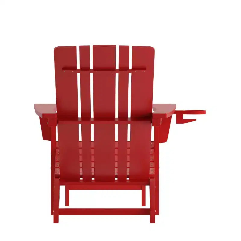 Poltrona Adirondack Merrick Lane in HDPE con portabicchieri e poggiapiedi estraibile, poltrona lounge per interni/esterni in HDPE per tutte le stagioni