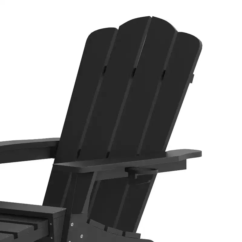 Poltrona Adirondack Merrick Lane in HDPE con portabicchieri e poggiapiedi estraibile, poltrona lounge per interni/esterni in HDPE per tutte le stagioni