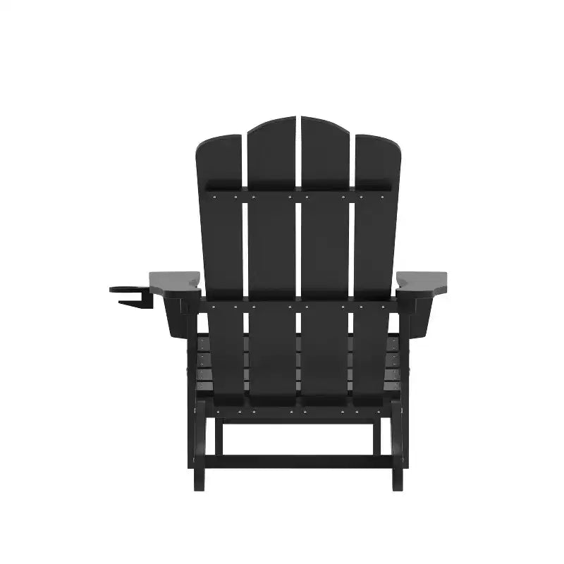 Poltrona Adirondack Merrick Lane in HDPE con portabicchieri e poggiapiedi estraibile, poltrona lounge per interni/esterni in HDPE per tutte le stagioni