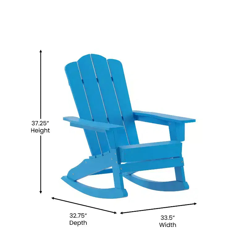 Poltrona a dondolo Adirondack Emma e Oliver con portabicchieri, poltrona a dondolo Adirondack in HDPE resistente alle intemperie