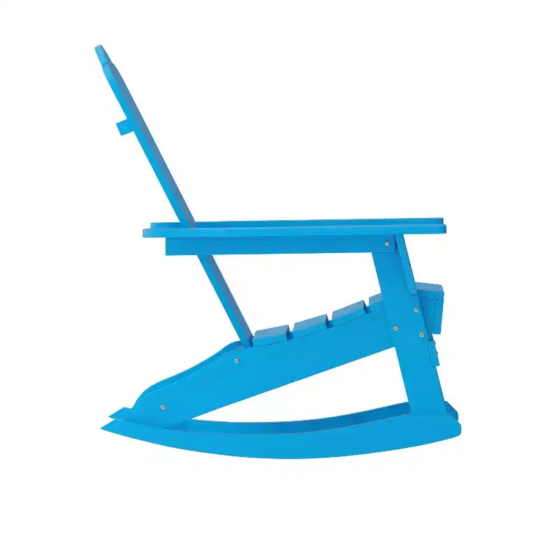 Poltrona a dondolo Adirondack Emma e Oliver con portabicchieri, poltrona a dondolo Adirondack in HDPE resistente alle intemperie