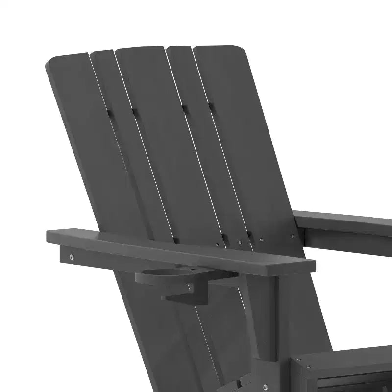 Poltrona a dondolo Adirondack Emma e Oliver con portabicchieri, poltrona a dondolo Adirondack in HDPE resistente alle intemperie