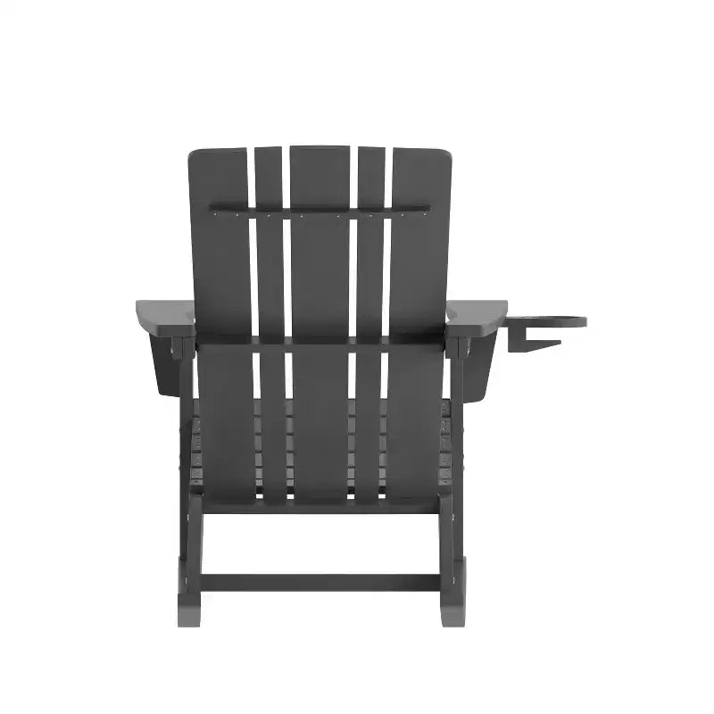 Poltrona a dondolo Adirondack Emma e Oliver con portabicchieri, poltrona a dondolo Adirondack in HDPE resistente alle intemperie