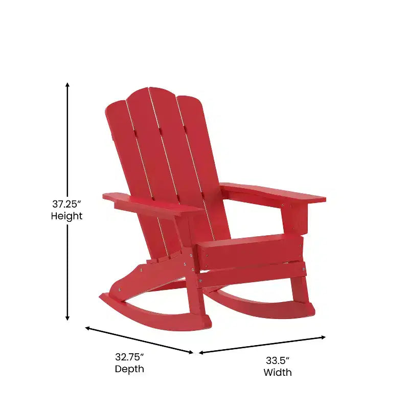 Poltrona a dondolo Adirondack Emma e Oliver con portabicchieri, poltrona a dondolo Adirondack in HDPE resistente alle intemperie